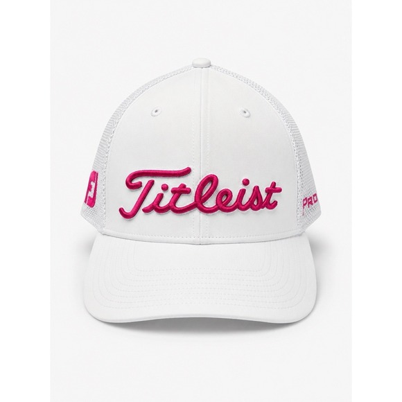 Titleist Other - Titleist FootJoy Pro V1 White Pink Mesh Snapback Golf Hat Adjustable